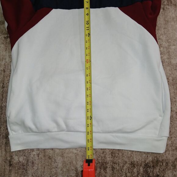 Tommy Hilfiger Hoodie Men's XL Color Block Navy Red White Pullover Sweatshirt - Picture 14 of 16